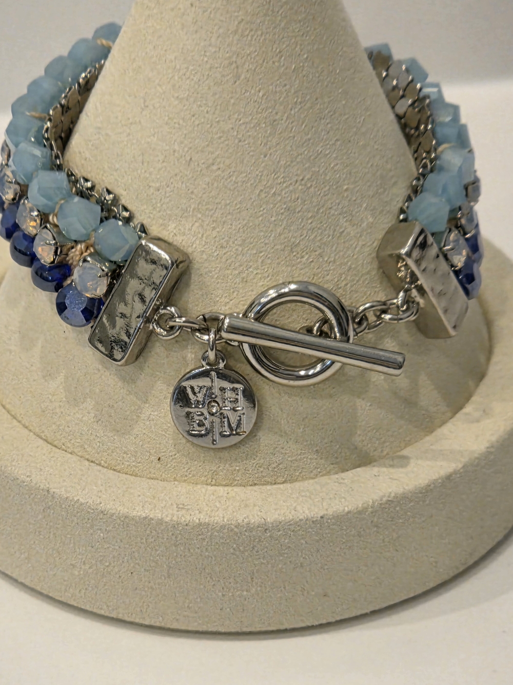 White House Black Market Light Blue and Deep Blue Multi-Strand Beaded Bracelet
